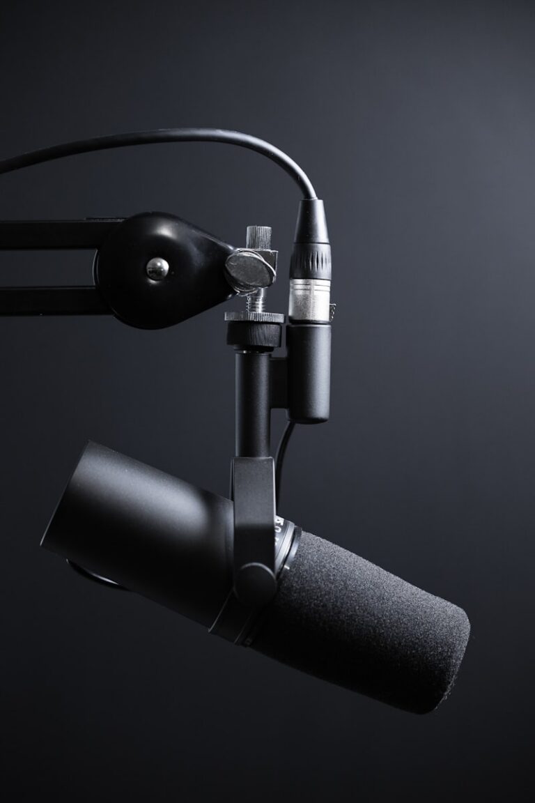 Podcast microphone in recording studio - podcast clip editing demo