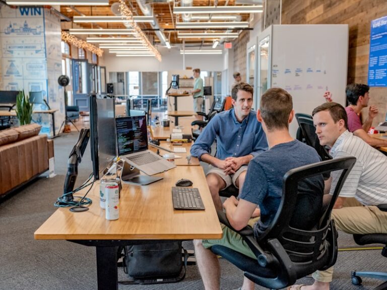 Business team in modern office - business promo video editing demo